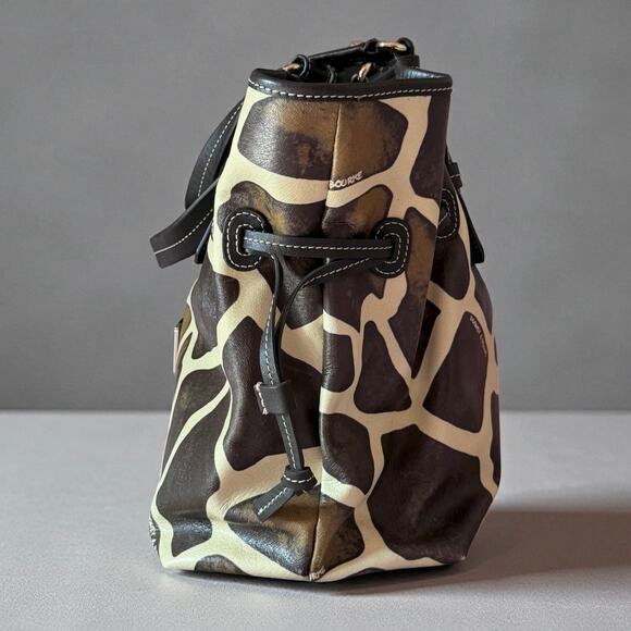 Dooney & Bourke Medium Chiara Leather Satchel Handbag Tote Brown Cream Giraffe - Picture 11 of 14